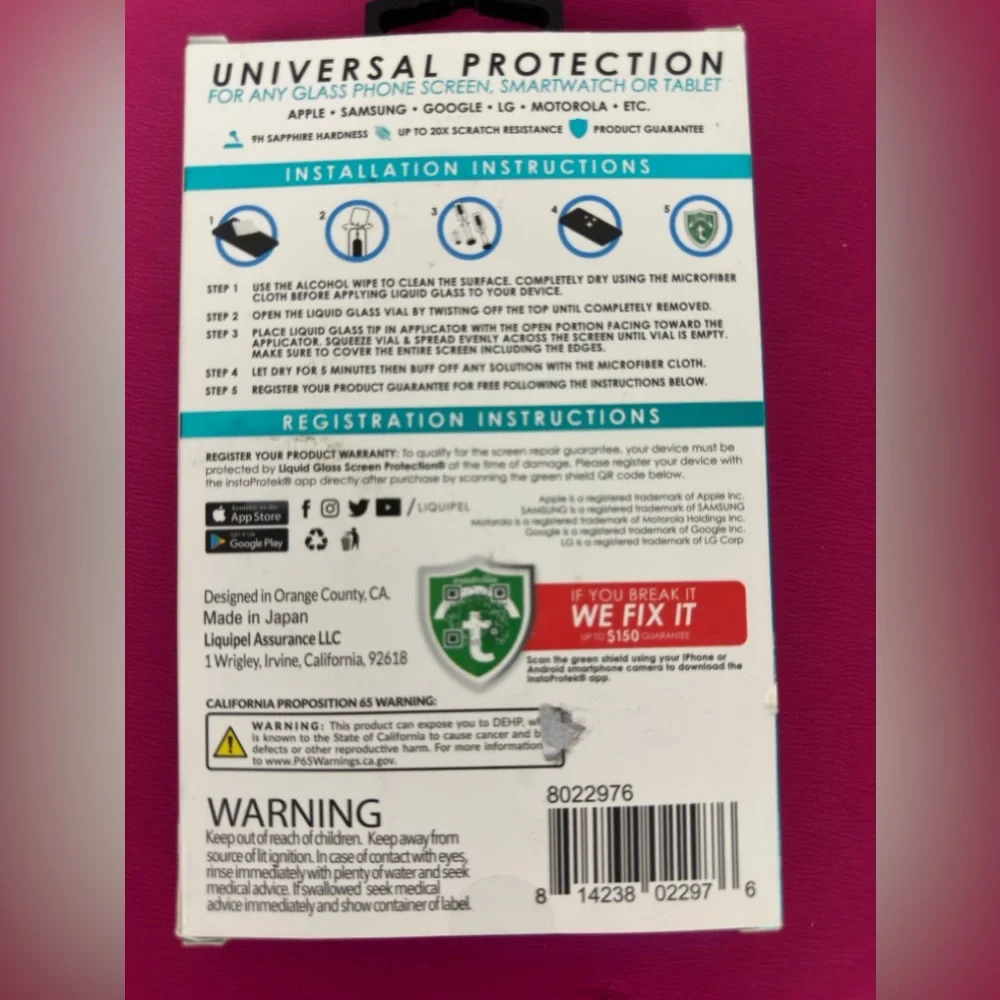 Liquid Screen Protector for all Smartphones and Tablets Liquid Glass 9H Hardness